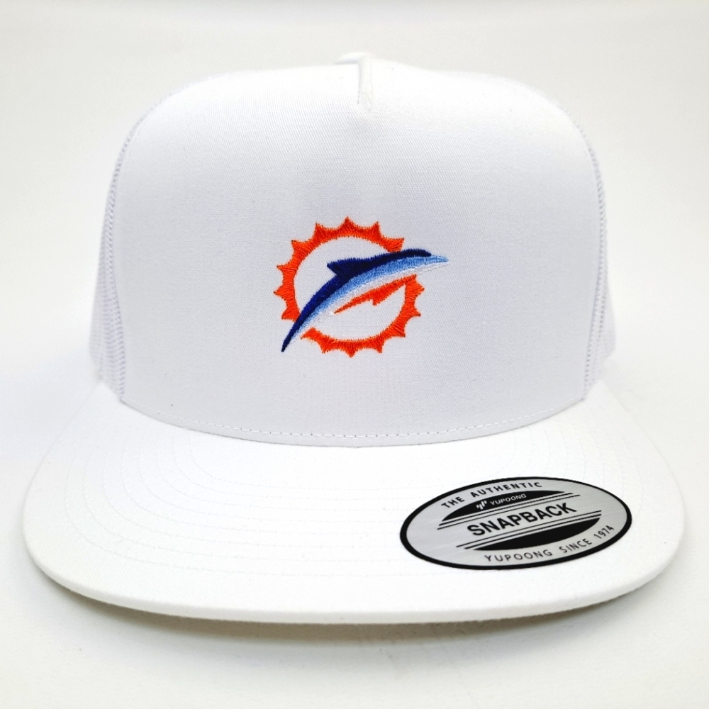 Miami Dolphins Flat Bill Trucker Mesh Snapback White Oliver Anthony Music